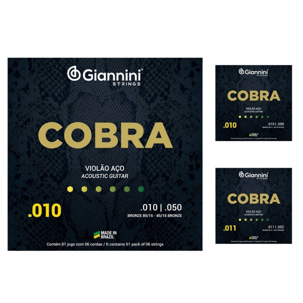 Encordoamento Jogo de Corda Giannini Violão Aço Bronze 85/15 Cobra 0.10 0.11