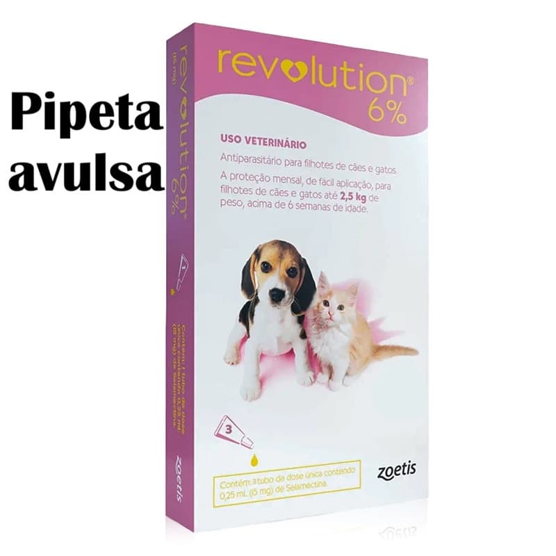 Antipulgas Revolution 6% para Cães e Gatos Filhotes até 2,5kg
