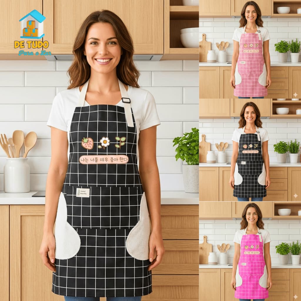 Avental Cozinha Impermeável Bolso  Ajuste Alça Prova D'água