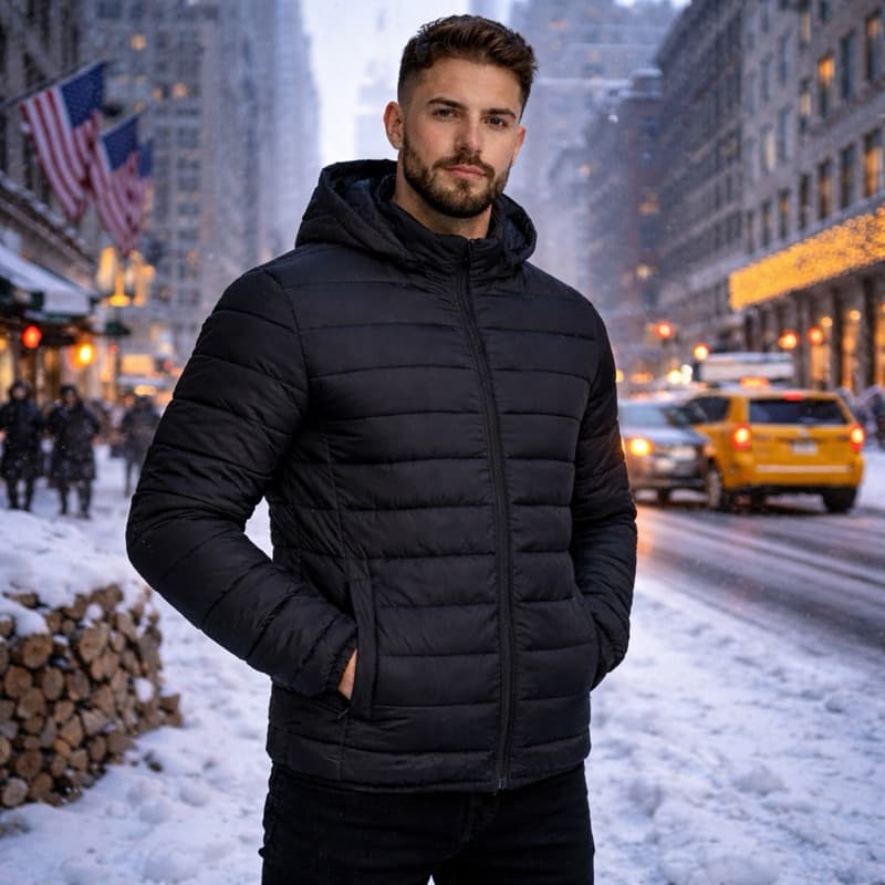 Jaqueta Puffer Masculina Bobojaco Bomber Blusa de Frio Inverno c/ Toca Removível