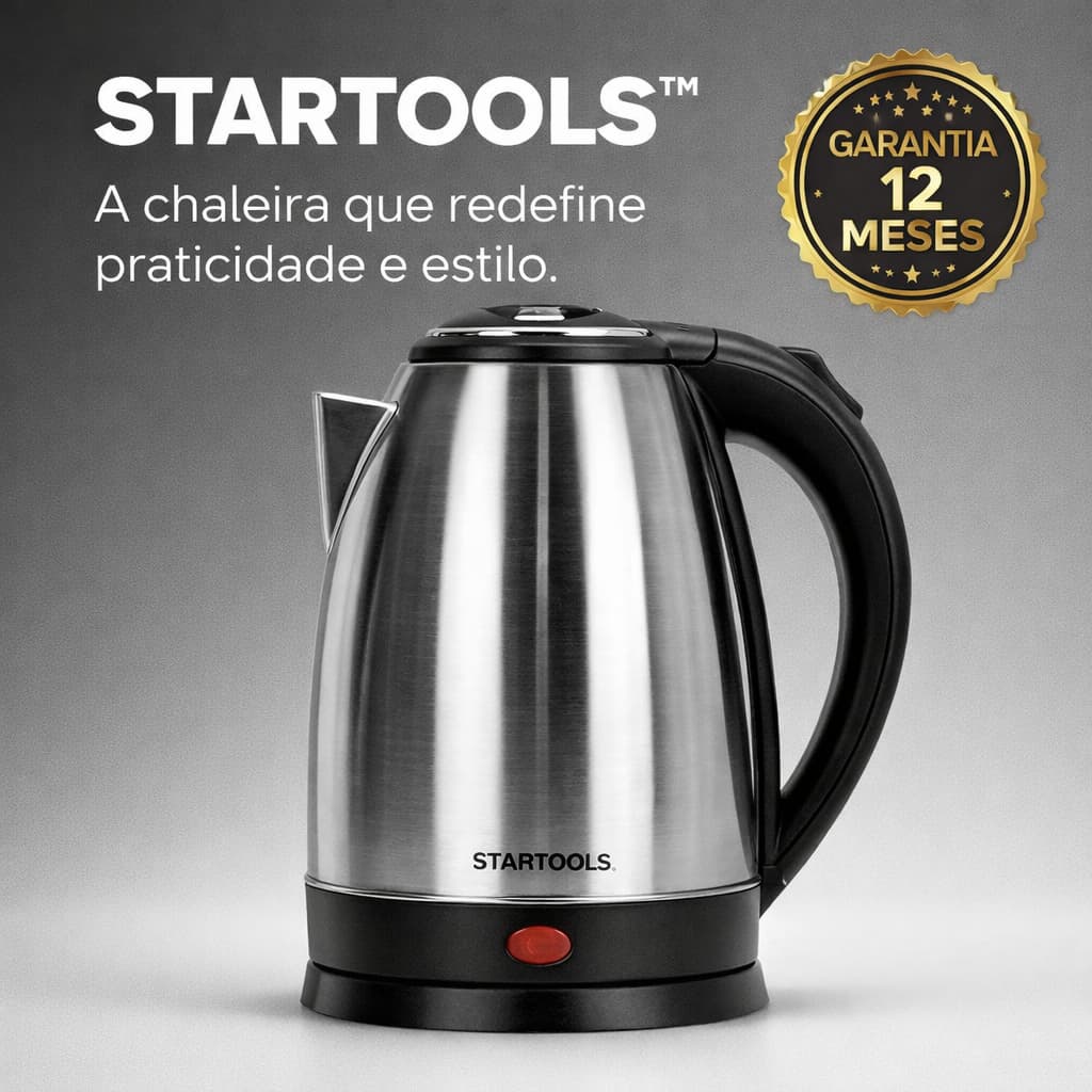 Chaleira Elétrica Inox 2 Litros STARTOOLS™ 1500W 220v/127v |Desligamento Automático