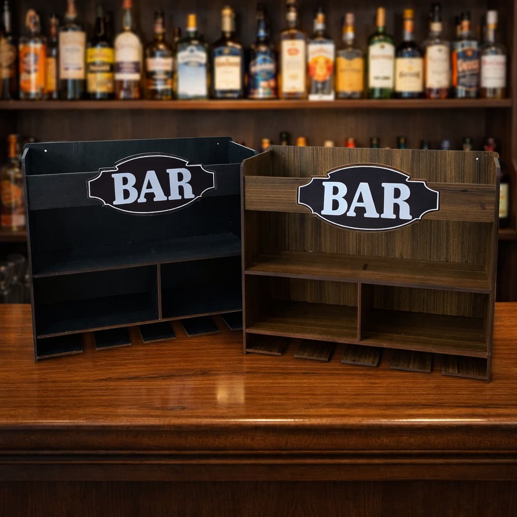 Bar Parede Adega Barzinho Suporte Vinho Taça Decoração Casa Mdf