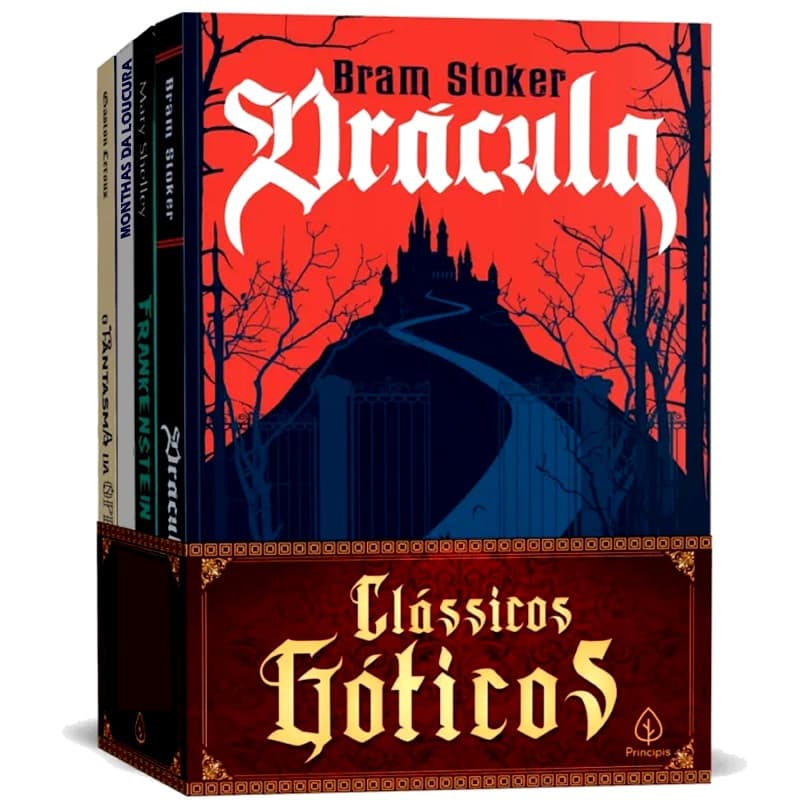 Kit 4 Livros Clássicos Góticos: Drácula + Frankestein + Nas montanhas da loucura + Fantasma da Ópera