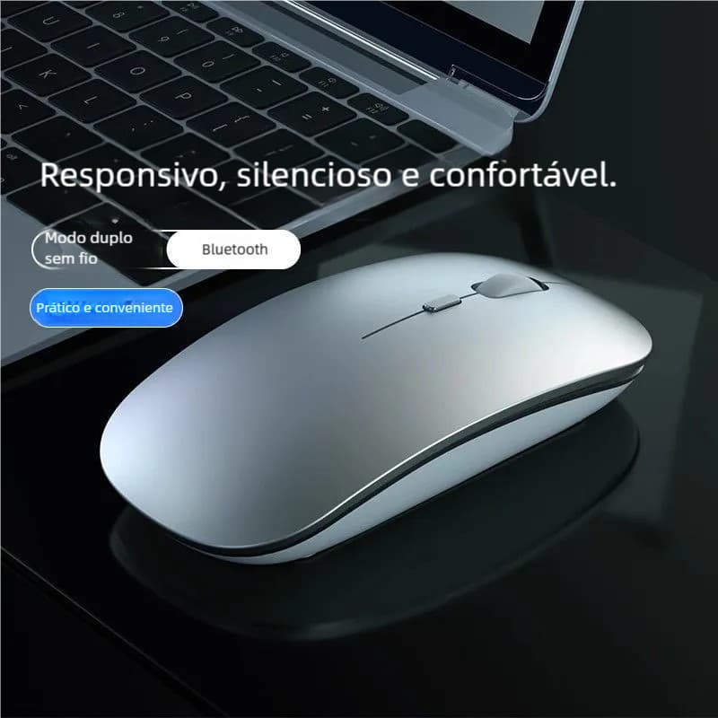Mouse Recarregável Wireless Home Office - Bateria Interna e LED RGB