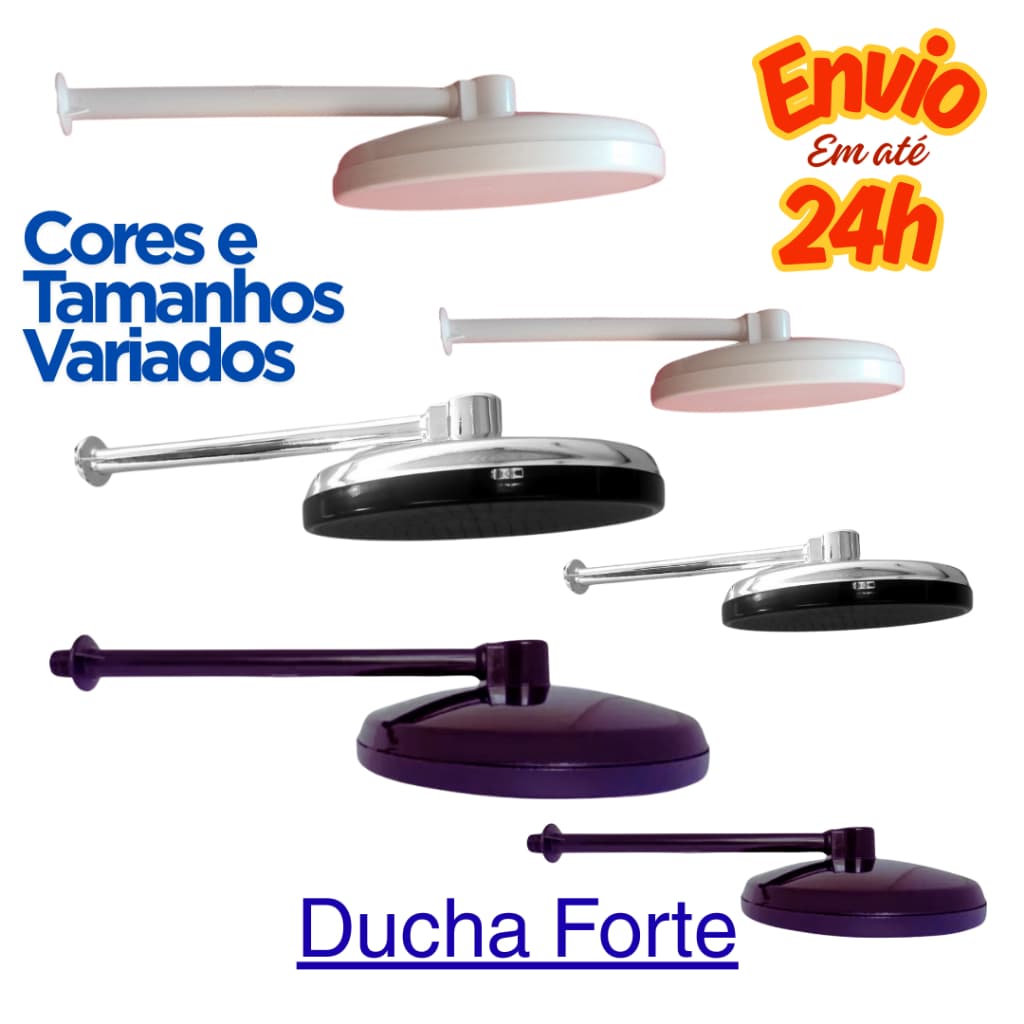 Chuveiro Grande para Banheiro Piscina 22,5cm 17cm Ducha Fria Cromada Preta Branco Sauna