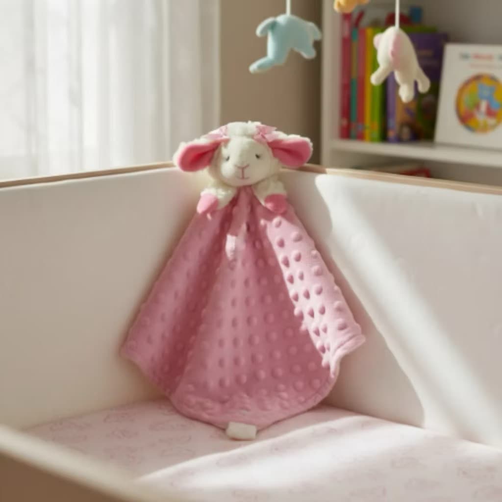 Naninha Com Porta Chupeta Para Bebê Soft Bolha Extra Macio Plush 28x28 cm 100% Algodão Casa e Conforto