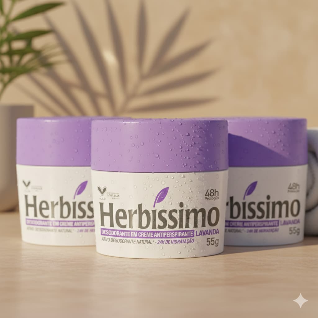 Kit Desodorante Em Creme Antitranspirante Herbíssimo Lavanda 55g (3 unidades)