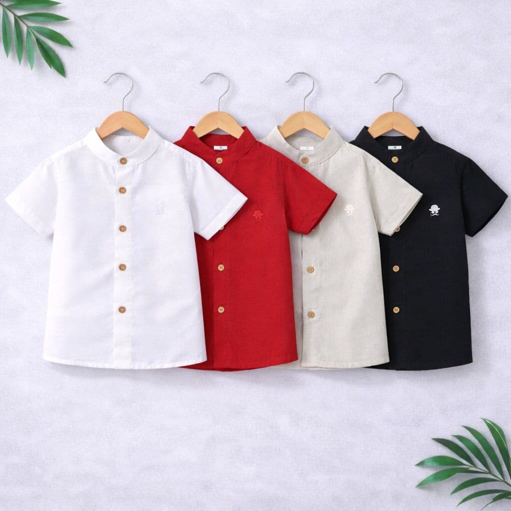 Camisa infantil gola padre linho menino juvenil