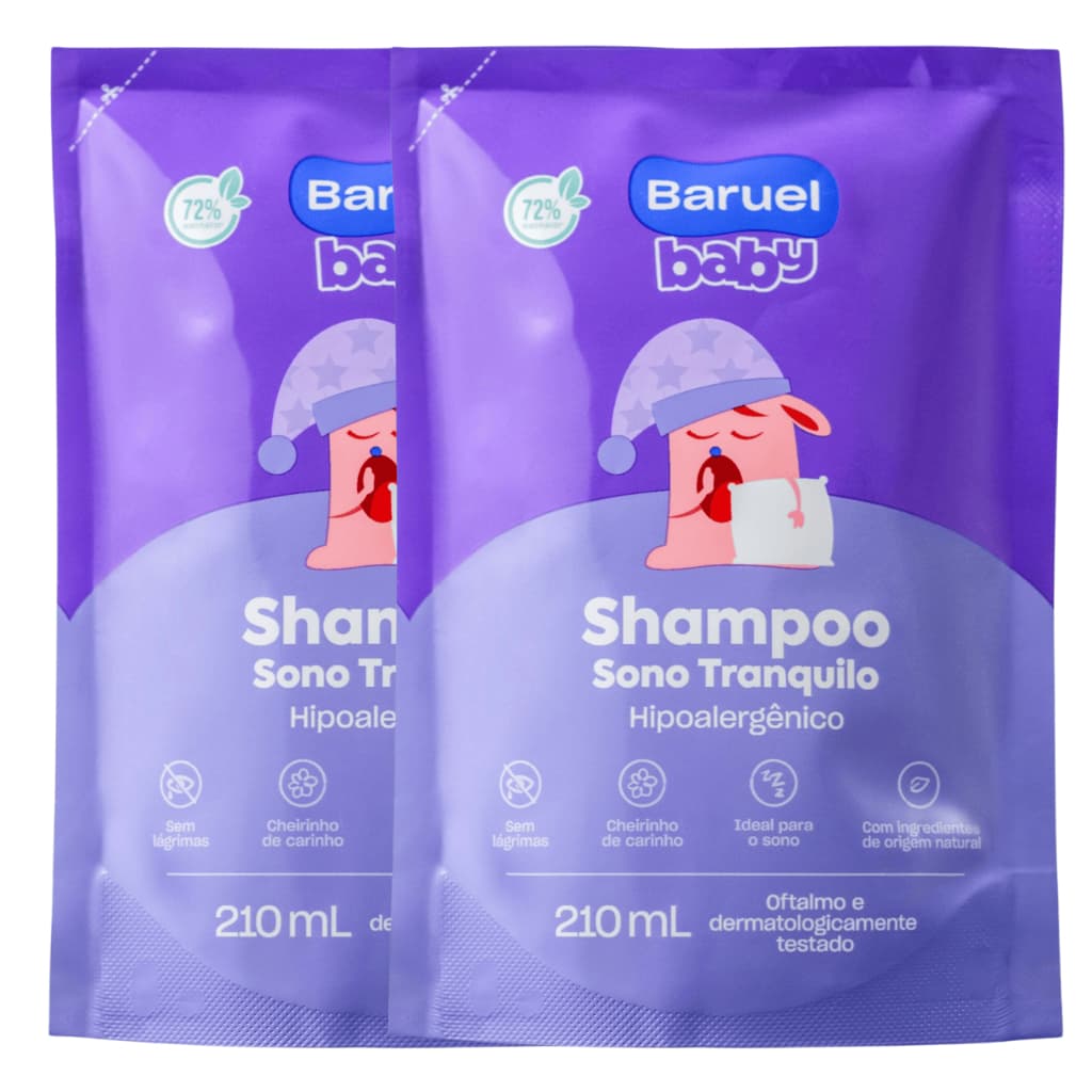 Kit 2 Refis Shampoo Sono Tranquilo Baruel Baby 210ml cada