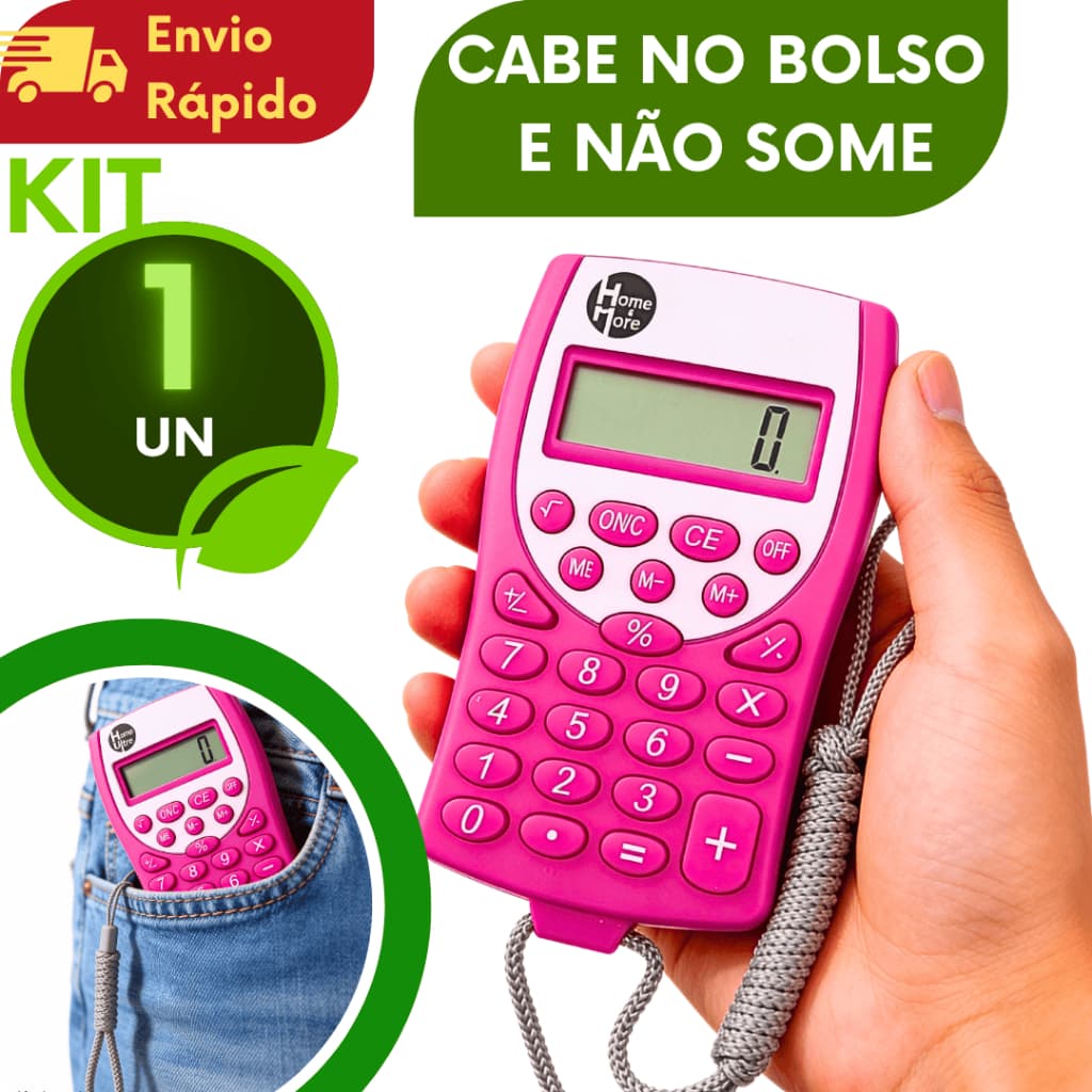 KIT (1/2/3/4/5) Calculadora De Bolso Com Cordão A Bateria Para Lojas Estudantes Equipes  Escritório Escola Comércio