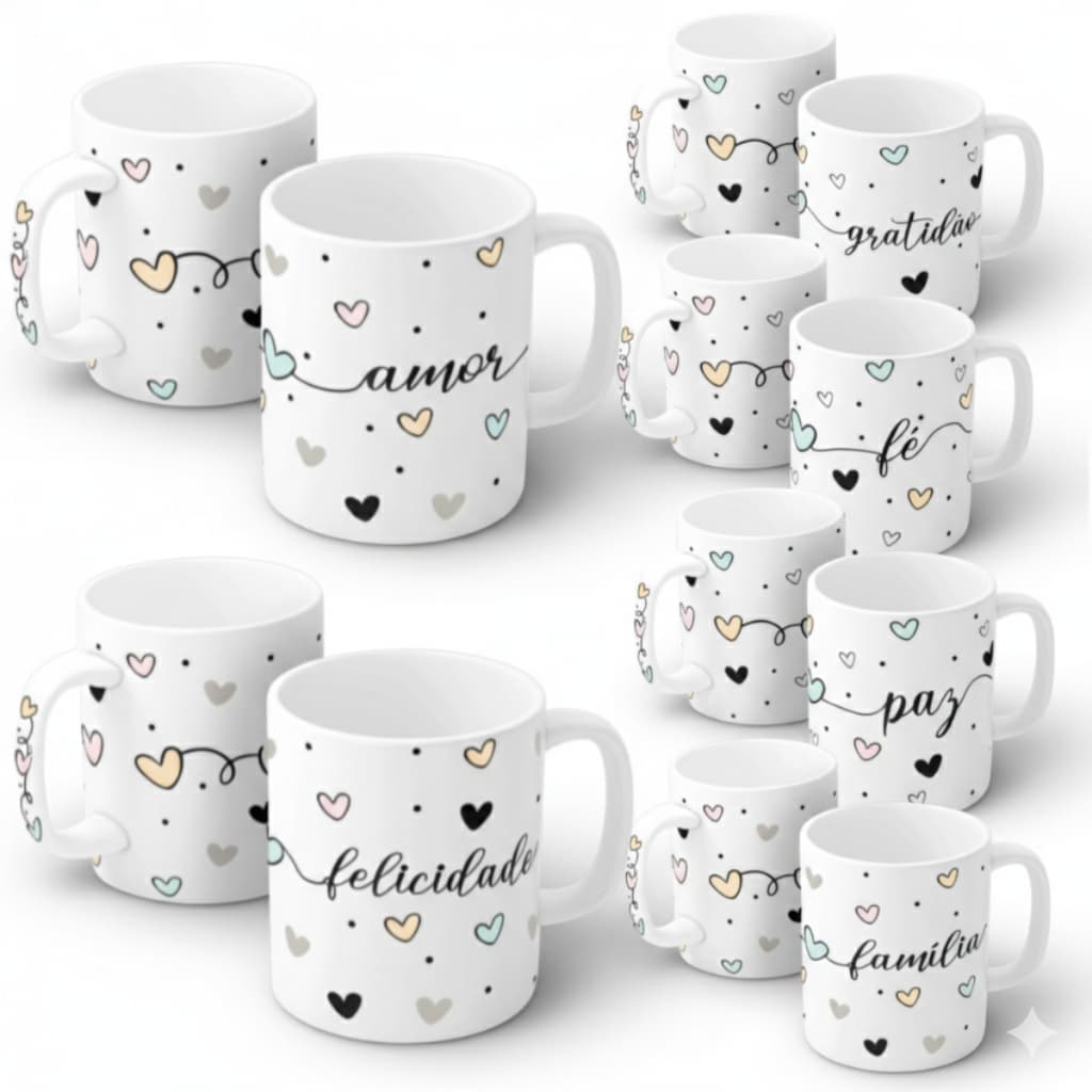 Kit 6 Canecas 320ml Porcelana Xícaras Café Chá Chocolate Quente Para Cozinha