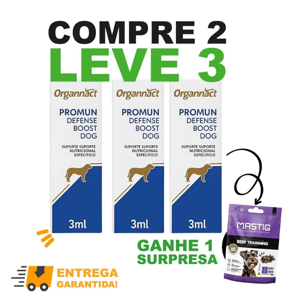 Kit Com 3 Und Promun Defense Boost Dog 9ml - Organnact + Surpresa-Envio Rápido