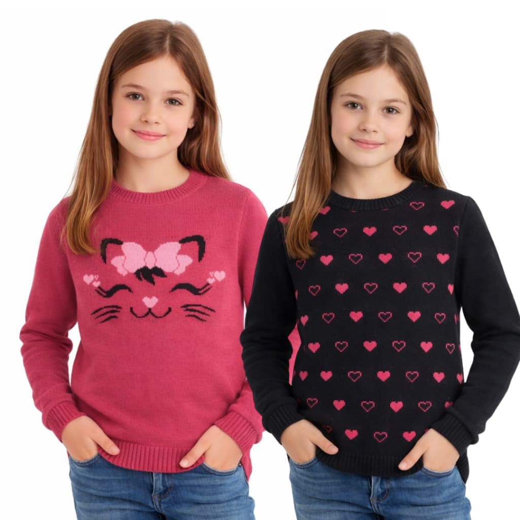 Kit com 2 Blusas de Lã Juvenil Para Menina (7 a 12 Anos)