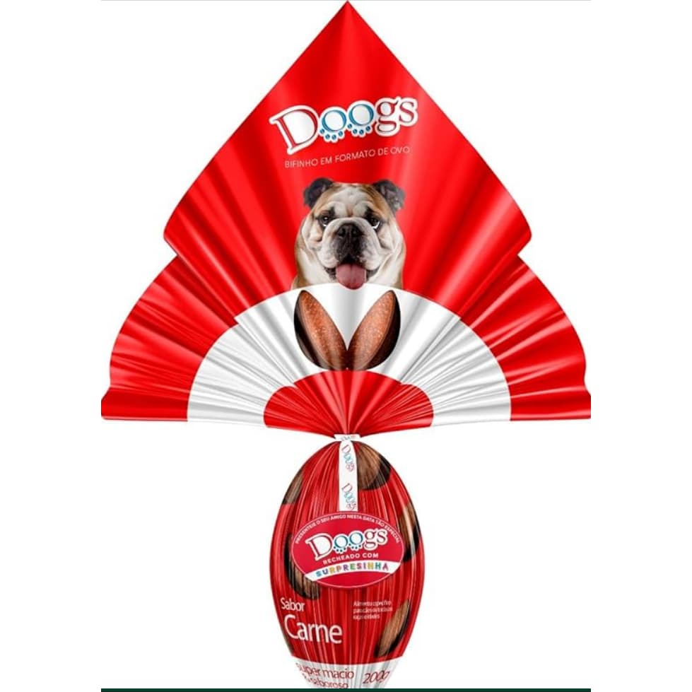 Ovo de Páscoa Surpresa Dogs – Bifinho Recheado para Cães (Sabor Carne) 200g