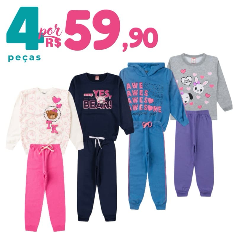 Roupa Infantil Menina Inverno Kit 4 peças