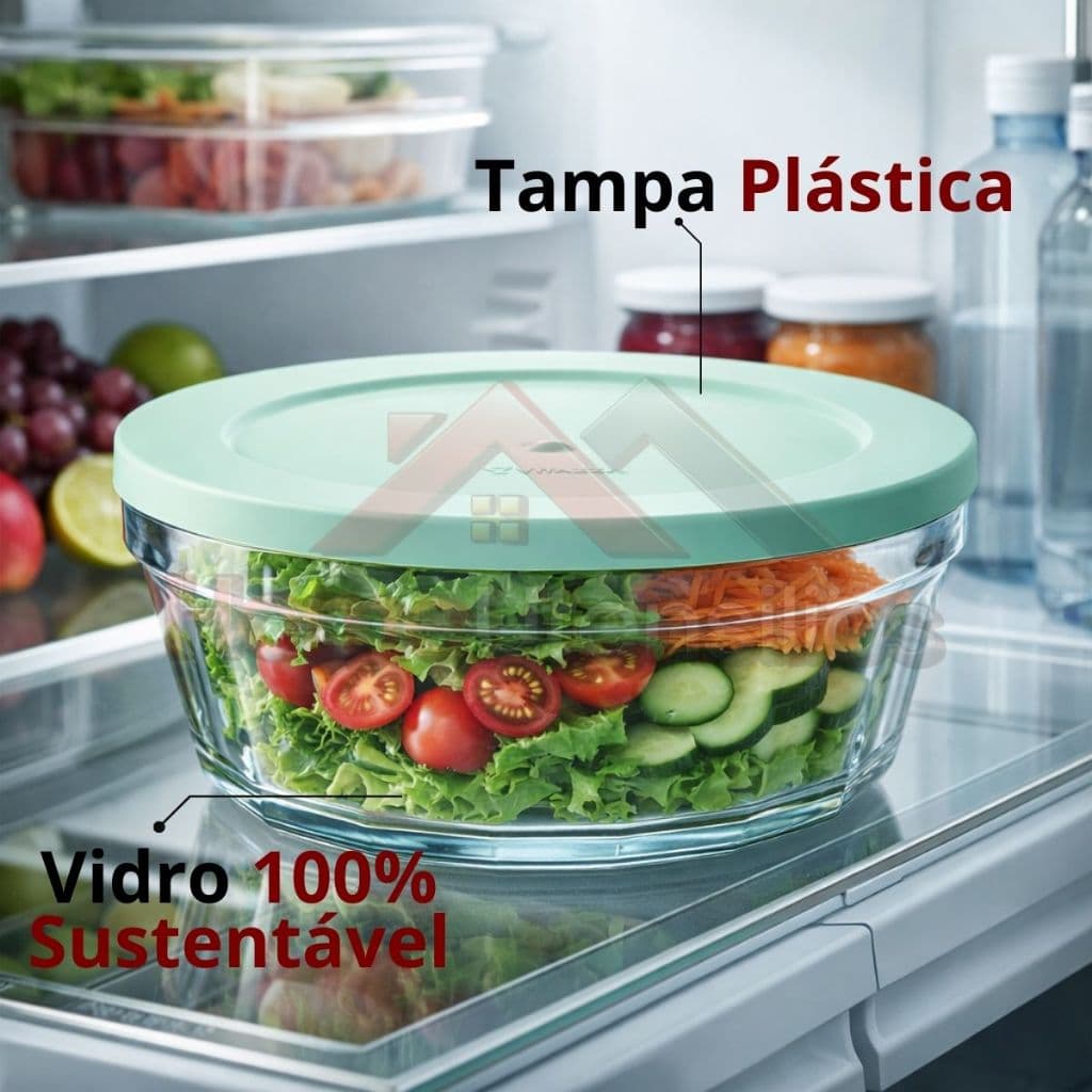 Pote Tigela De Vidro Saladeira Com Tampa 1,5 Litros