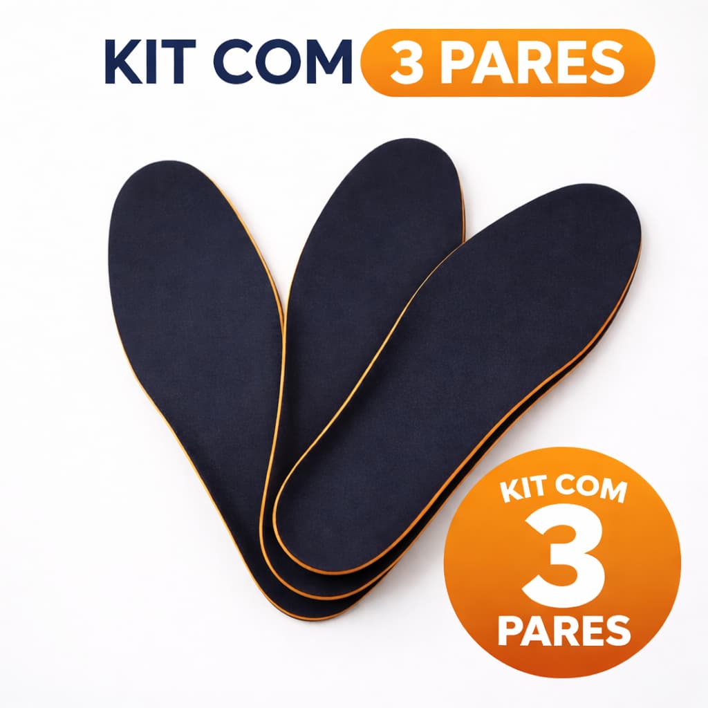 Kit com 3 Palmilhas Unissex Anatômicas Conforto Extra para Qualquer tipo de Calçados.