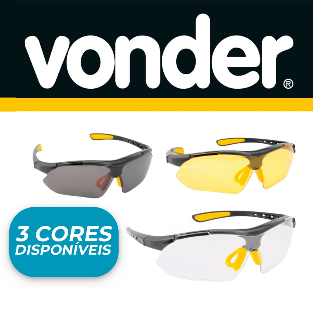 Óculos De Segurança Trabalho Epi Vonder Anti Risco Modelo Boxer Proteção Envio Imediato