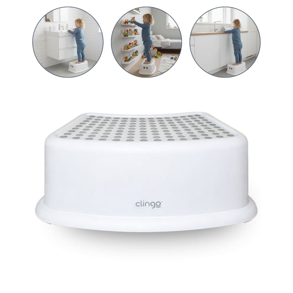 Degrau Banquinho Infantil Antiderrapante Multiuso Banheiro Cozinha Seguro Resistente Cinza Claro Liso