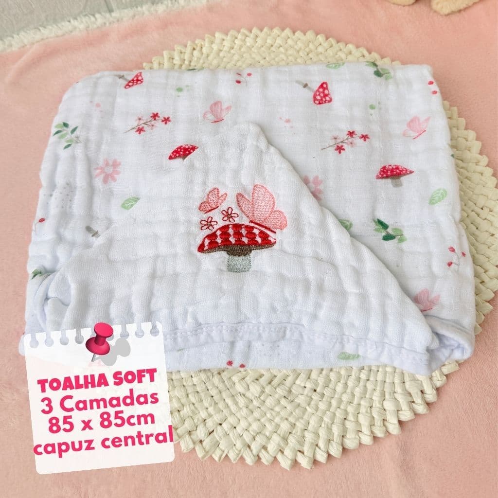 Toalha de Banho Bebe Bichinhos Soft em Fralda 3 Camadas com Capuz recém nascido a 3 anos