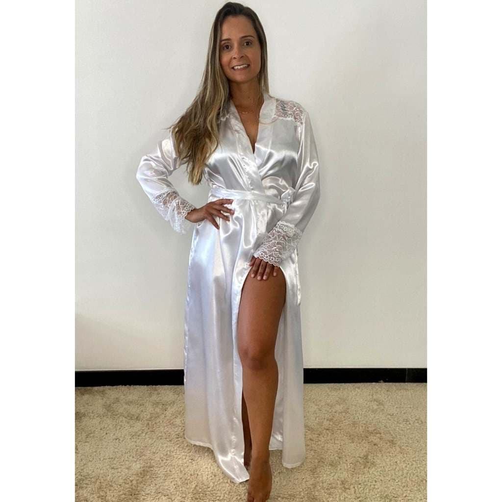Robe longo com renda na manga e no ombro sem bordado