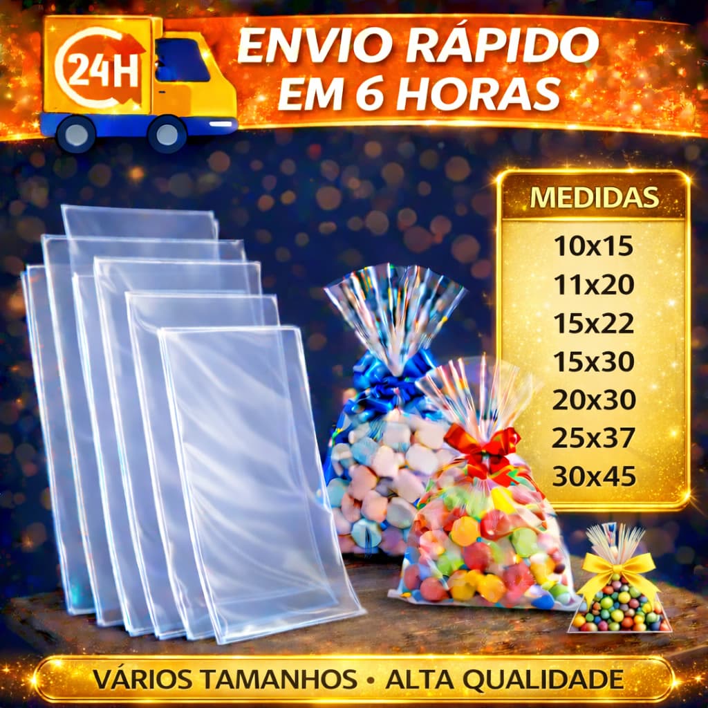 Saco Transparente Poli Incolor 10x15 11x20 15x22 15x30 20x30 50 Unidades Cada