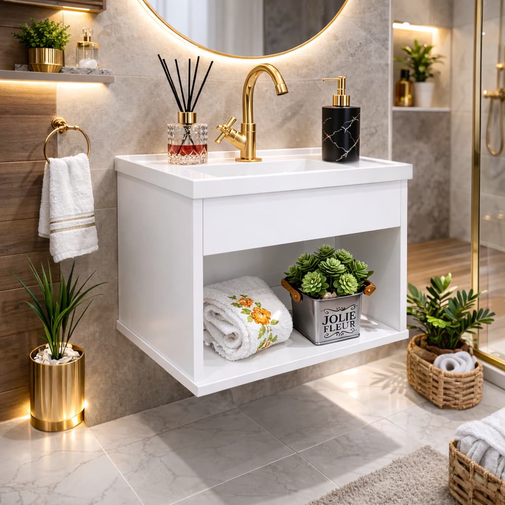 Armário SLIM 40 de banheiro Gabinete Banheiro Casa Gabinete de Banheiro Armário banheiro com pia SLIM 40