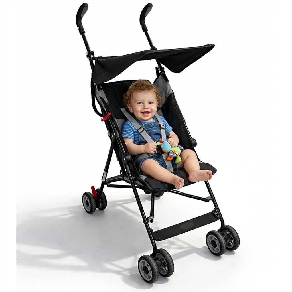 Carrinho de Bebê Leve Compacto Passeio Guarda Chuva Turim até 15kg Dobrável Prático e Portátil
