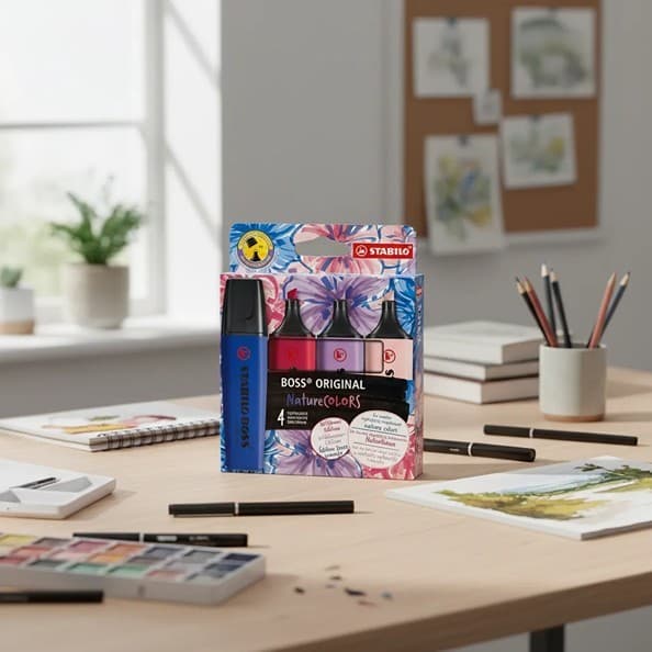 MARCA TEXTO STABILO BOSS NATURE COLORS WILDFLOWER COM 4 CORES