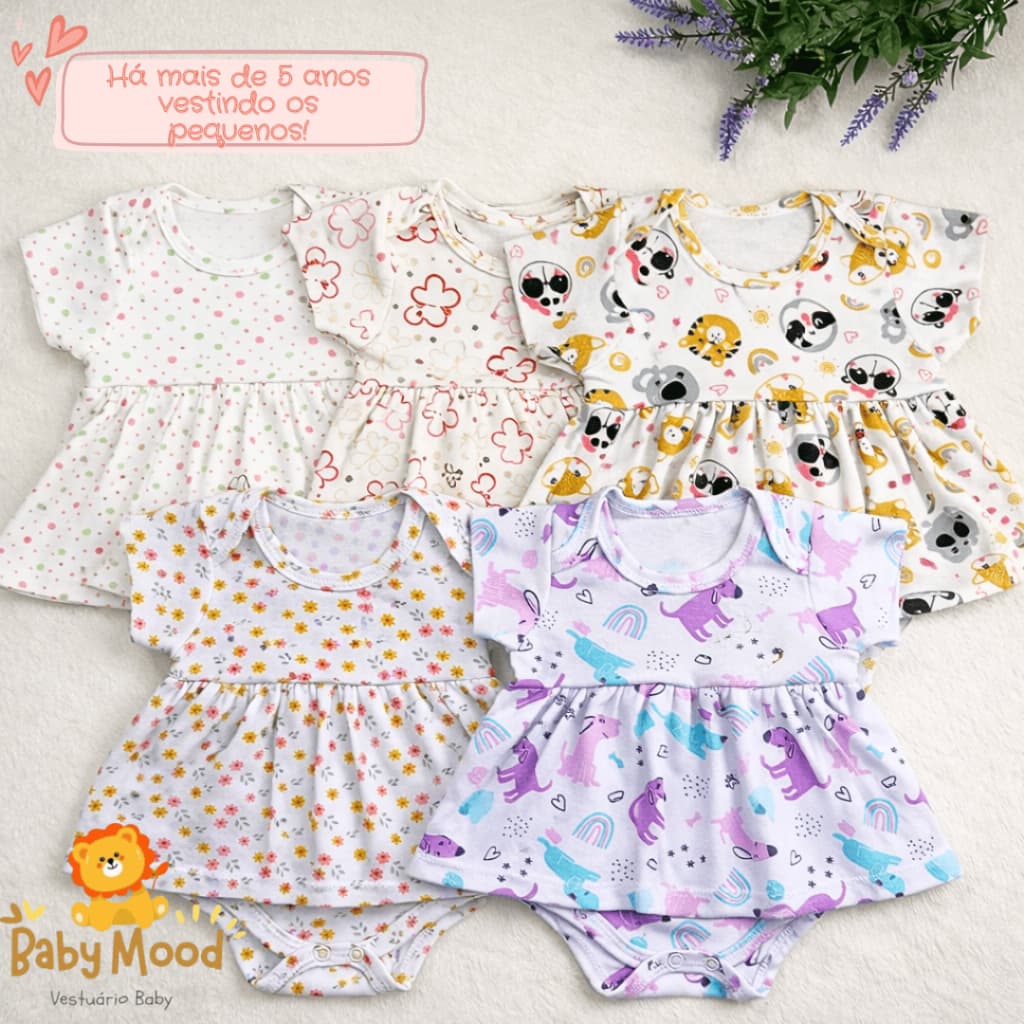 Body Saia Menina Luxo 100% Suedine | Varias Estampas Exclusivas | Roupa Bebê Fresca |  Direto da Fábrica Kit 1 ou 2 UN
