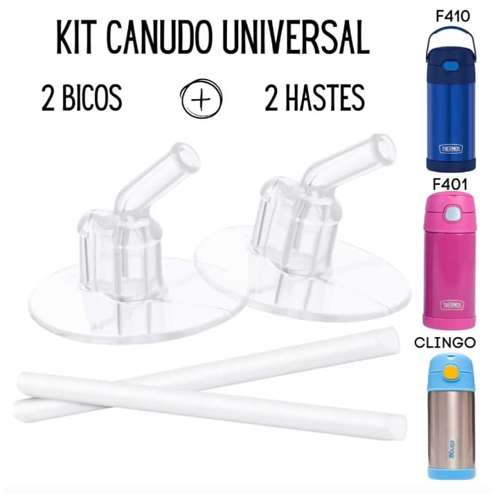 Refil Canudo Garrafa Termica Infantil Thermos e Clingo 355ml Com 2 unidades