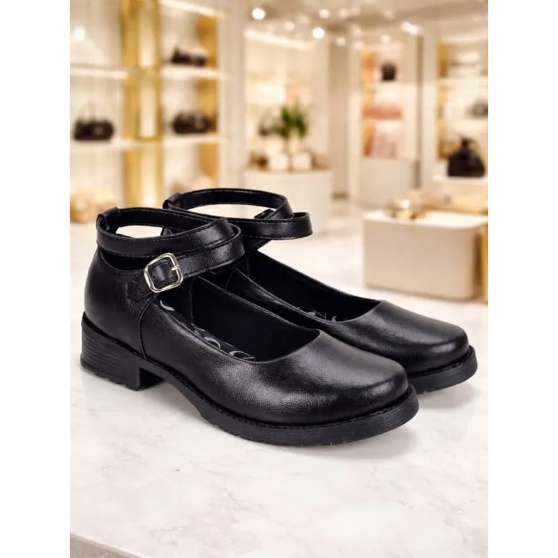 Sapato Mary Jane Gladiadora Salto Baixo com Fivela Ajustavel