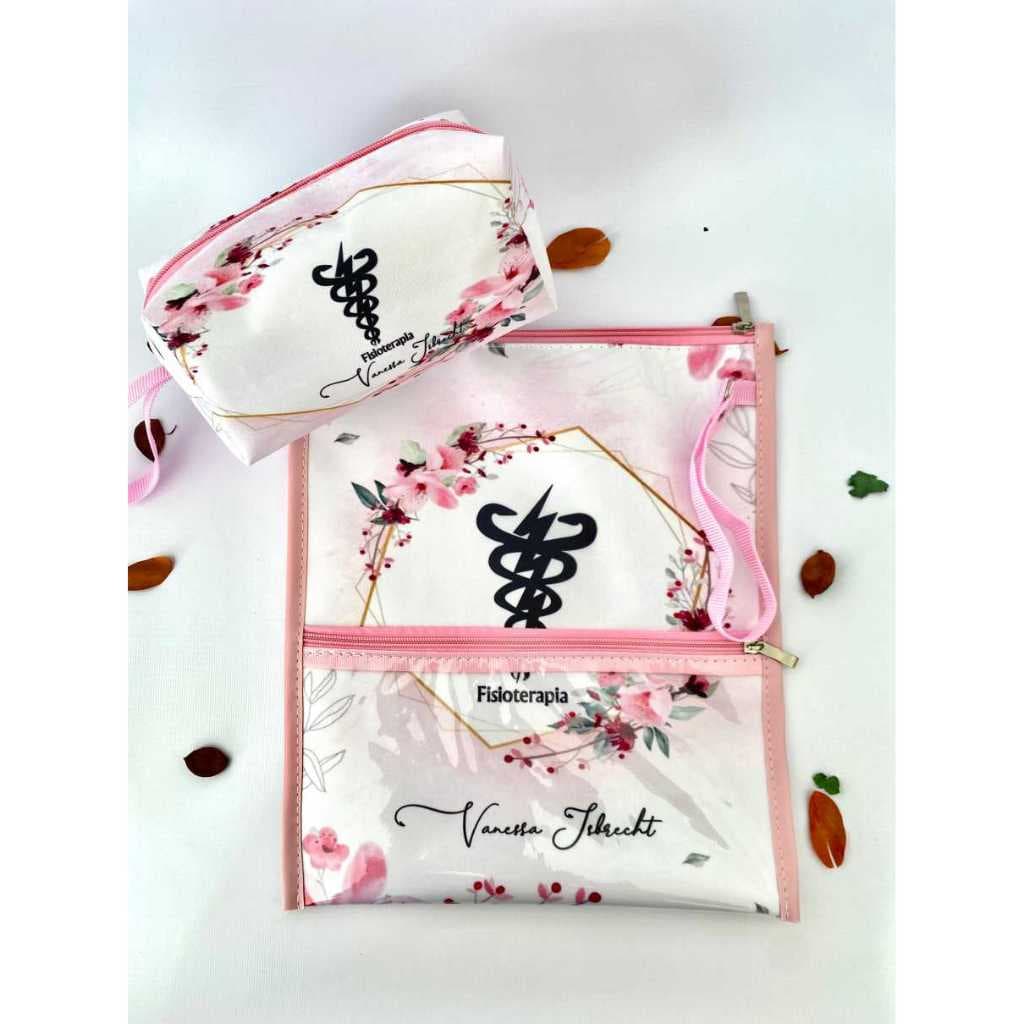 KIT PORTA JALECO + NECESSAIRE PERSONALIZADO - profissão fisioterapia