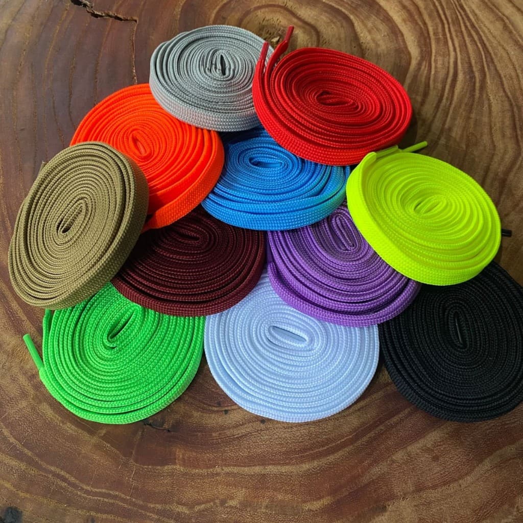 Cadarço Chato 1,20m 10mm Grosso para Tênis Bota Sapato Poliéster Resistente e Reforçado Várias Cores e Alta Durabilidade