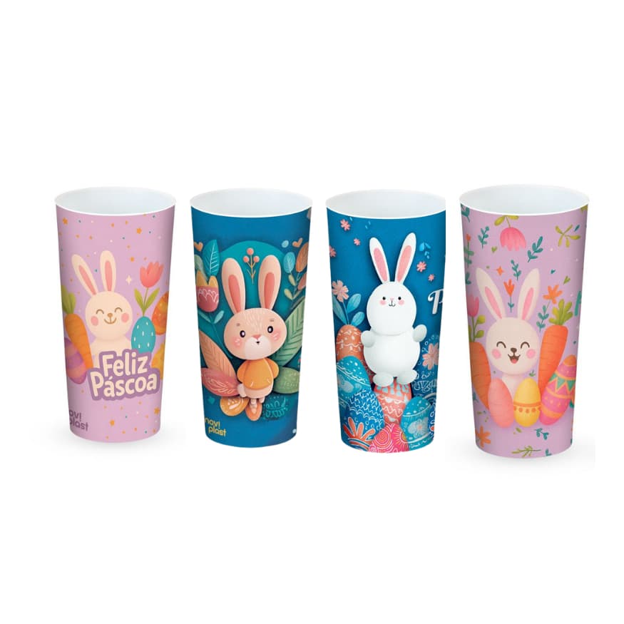 Kit 12 Copos Decorados Pascoa 350ml Lembrancinha Mesa Infantil Presentes