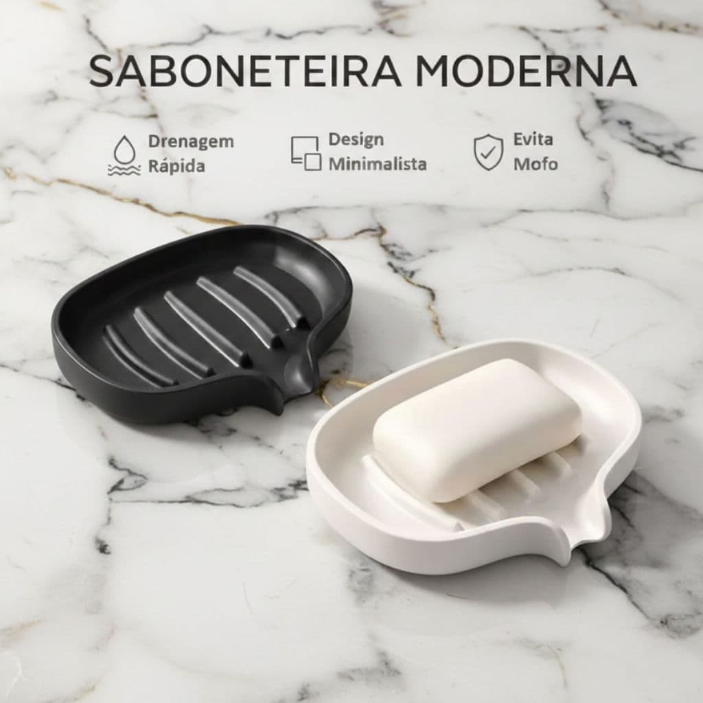 Kit 2 Saboneteiras para Lavabo com Escoamento Rápido Evita Lodo e Conserva o Sabonete