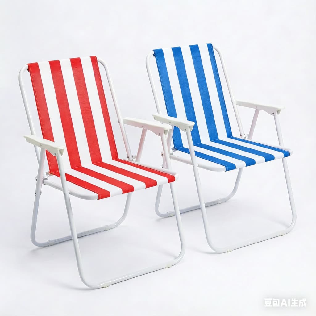 Kit 2 Cadeira de Praia Premium Listrada Azul Céu - Dobrável e Portátil para Praia e Piscina