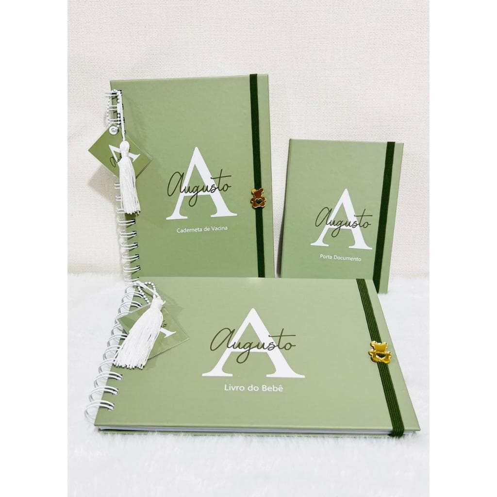 CADERNETA DE VACINA/LIVRO DO BEBÊ/PORTA DOCUMENTO/ ALFABETO/ VARIAS CORES /VERDE OLIVA/ MARROM/CINZA