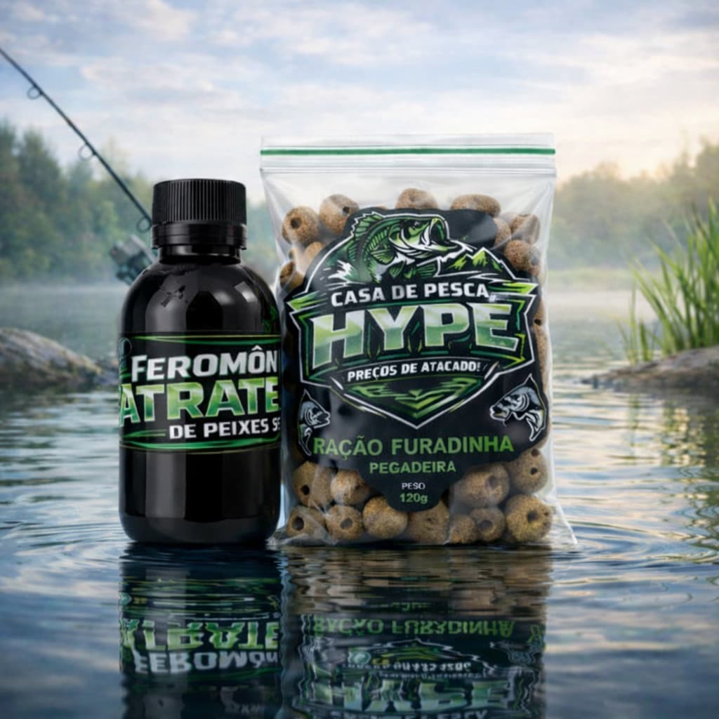 Kit Ração Furadinha Pegadeira + Feromônio Atrativo GRÁTIS | Isca Para Pesca Tambaqui Tilápia Pacu