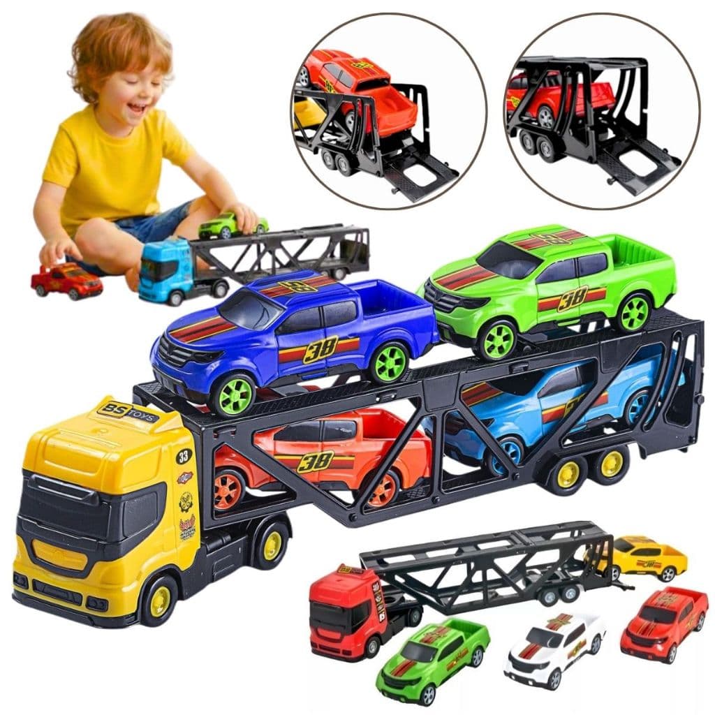 Caminhão De Brinquedo Cegonha 4 Carrinhos Infantil Grande