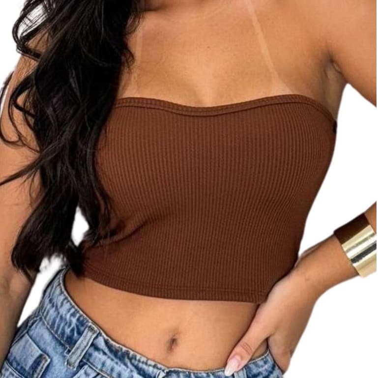 Cropped Feminino Blusa Sem Alça Top Tomara Que Caia Blogueira - Coração