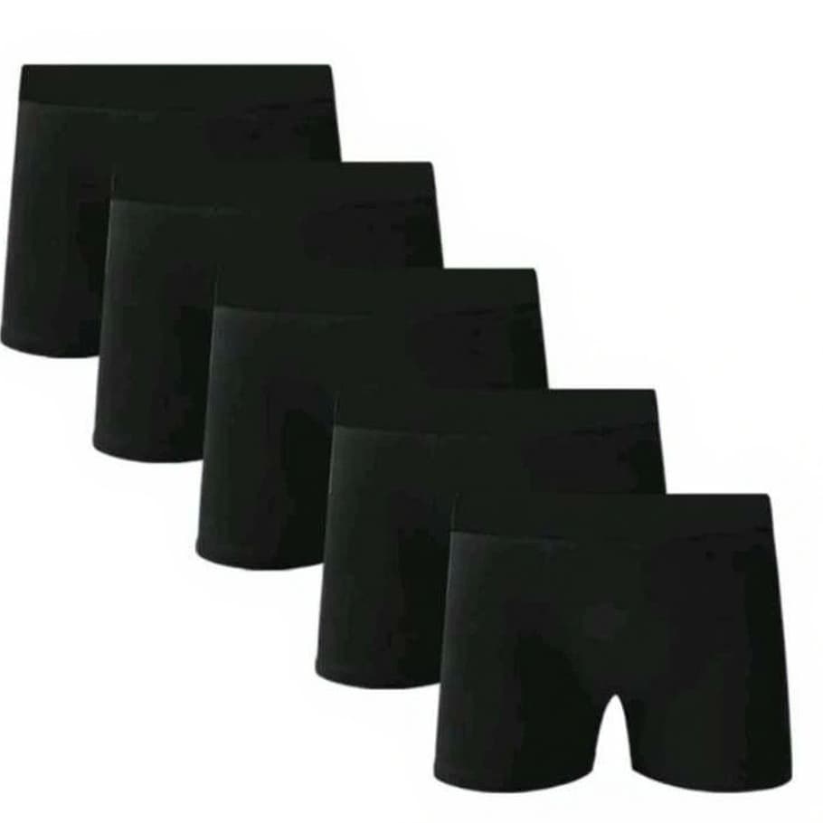 Kit com 5 Cuecas Boxer Adulto Microfibra Preta Cinza Marinho Premium.