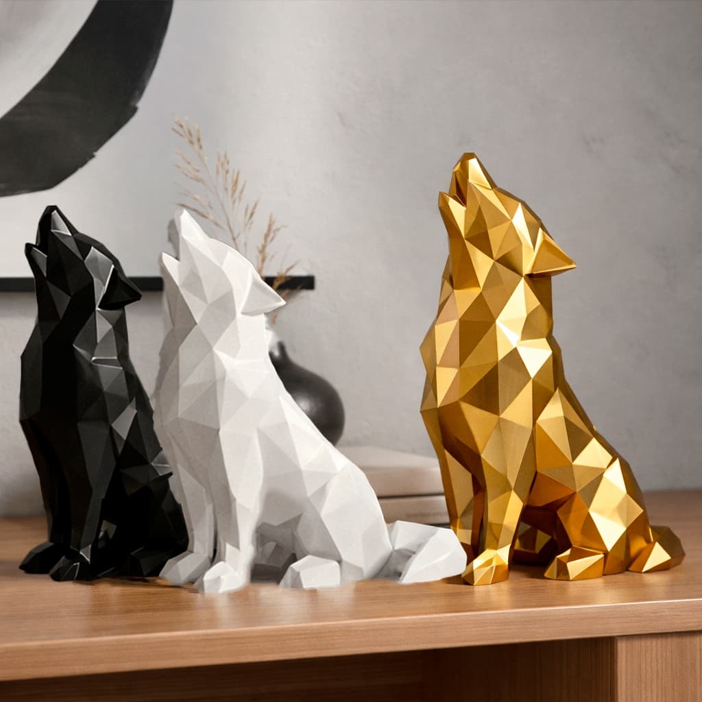 Enfeite Estátua Decorativo Lobo 16 OU 20CM | Decoração | Escultura | Casa | Sala | Escritório