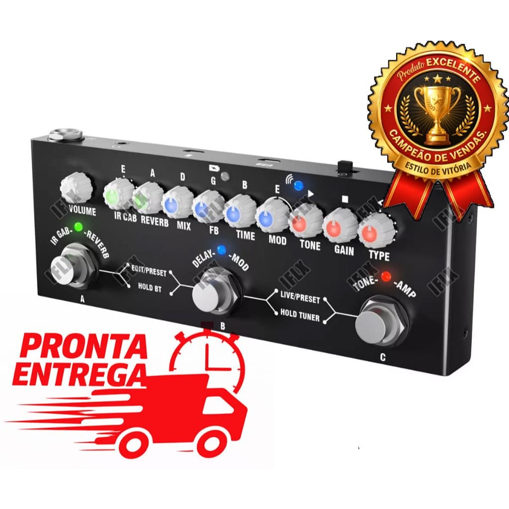 Pedal Efeito Cuvave Cube Baby Preto Multiefeitos Pedaleira M-vave Sinco Distorção