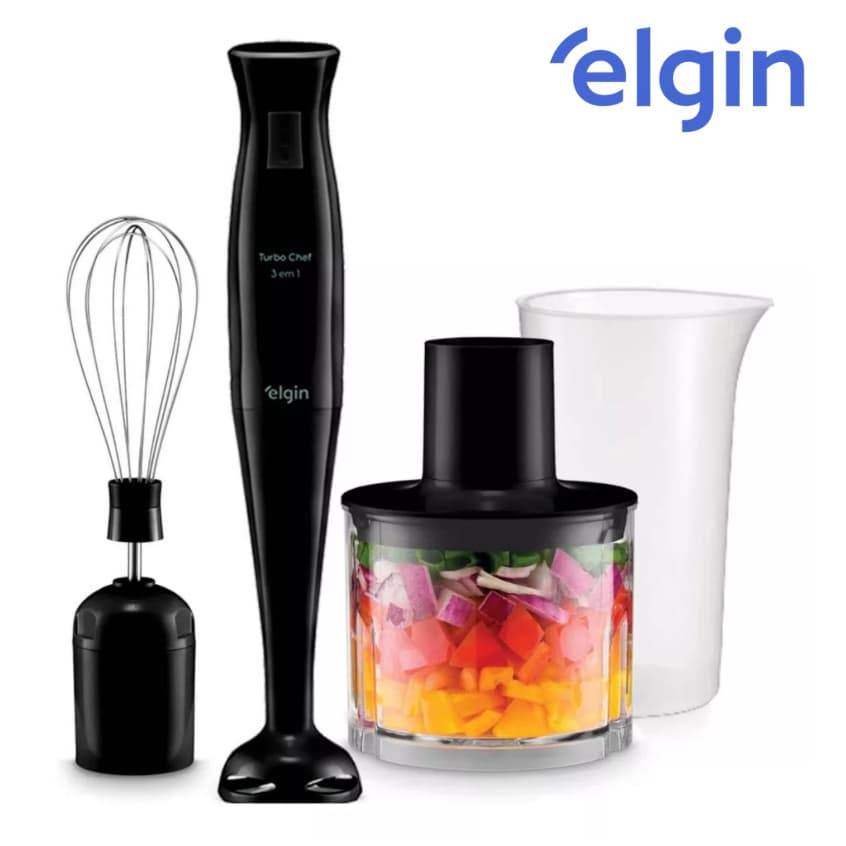 Mixer Elétrico 3 Em 1 Turbo Chef 200W Preto Elgin