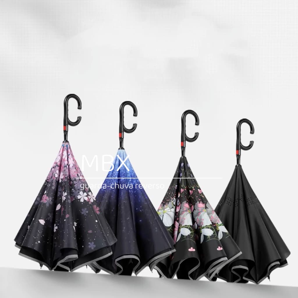 Guarda Chuva Invertido Tecido Duplo Impermeável Reforçado Contra Vento Guarda-Chuva Para Carro