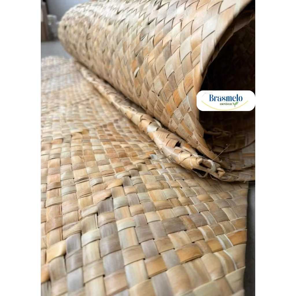 Esteira de Palha Trançada Artesanal Aprox. 190x70cm Natural Praia Camping Decoração Versátil