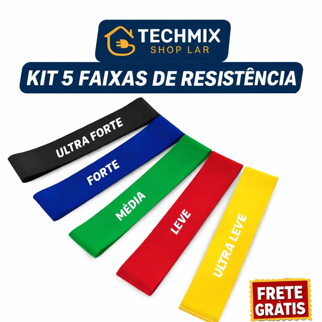 Cinto Para Exercícios Físicos Kit 5 Elásticos Thera Band 5 Niveis de Resistência