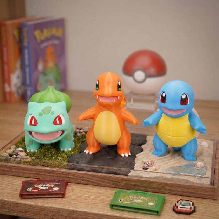 Trio Iniciais Kanto Pokémon Colecionável Bulbasaur Squirtle Charmander