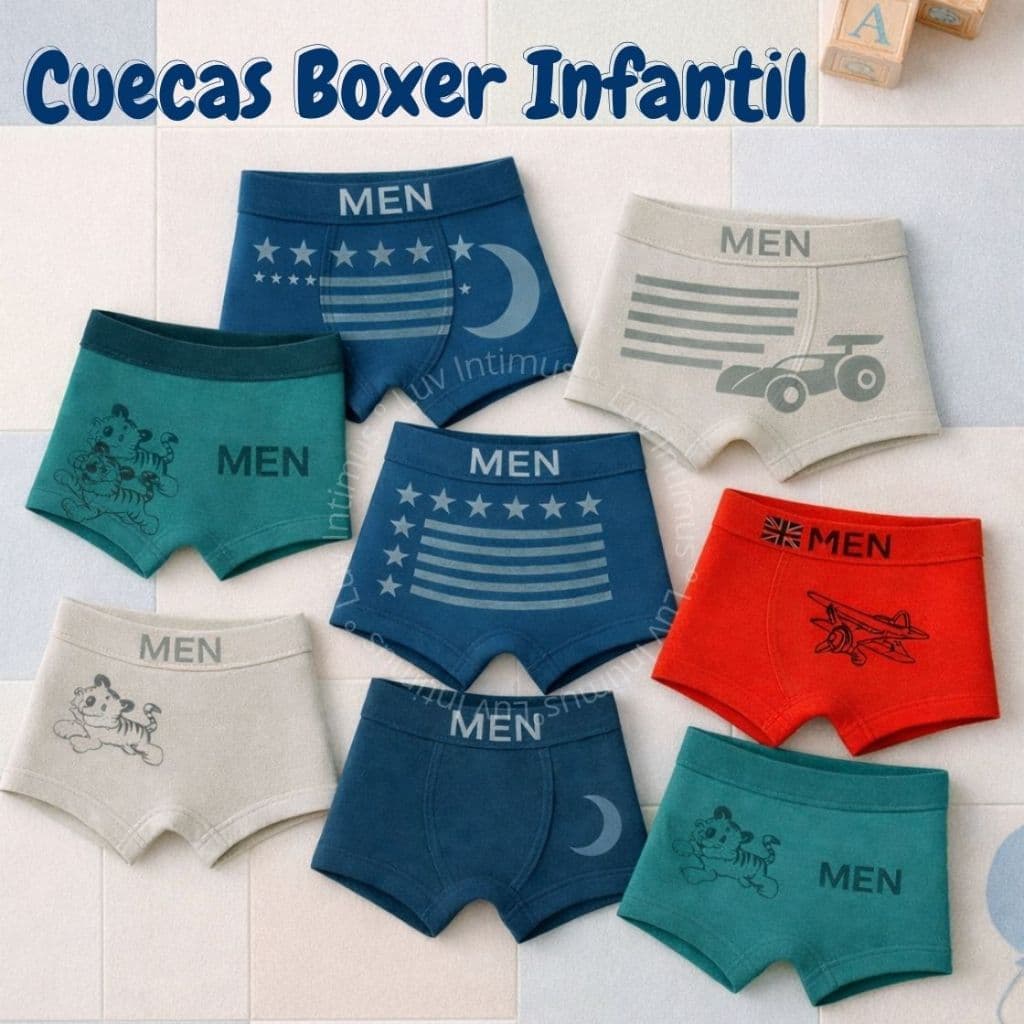 Kit 10,8,5 ou 3 Cuecas Boxer Infantil 2 a 10 anos Microfibra Premium Menino